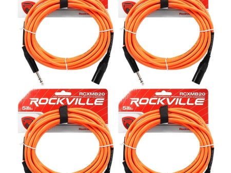 4 Rockville RCXMB20-O Orange 20  Male REAN XLR to 1 4   TRS Balanced Cables Hot on Sale