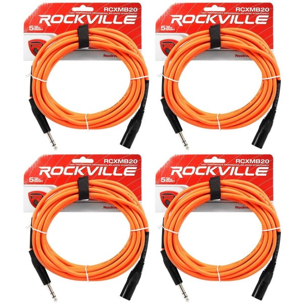 4 Rockville RCXMB20-O Orange 20  Male REAN XLR to 1 4   TRS Balanced Cables Hot on Sale