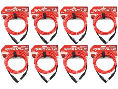 8 Rockville RCXFB10R Red 10  Female REAN XLR to 1 4   TRS Balanced Cables OFC For Discount