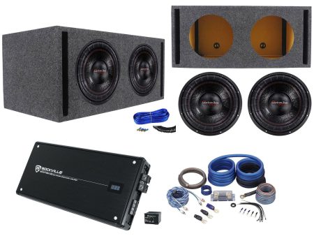 (2) American Bass ELITE-1244 2400w 12  Car Subwoofers+Amp+Wires+Vented Sub Box Online Sale