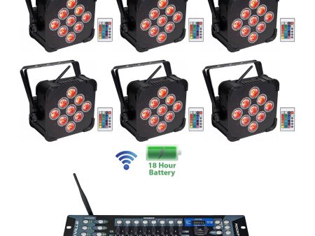 (6) Rockville BEST PAR 60 Rechargeable Wash Lights w Wireless DMX Controller Online now