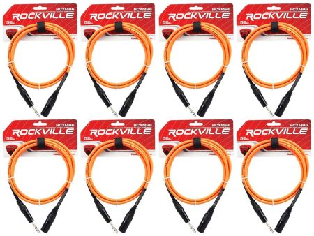 8 Rockville RCXMB6-O Orange 6  Male REAN XLR to 1 4   TRS Balanced Cables Hot on Sale