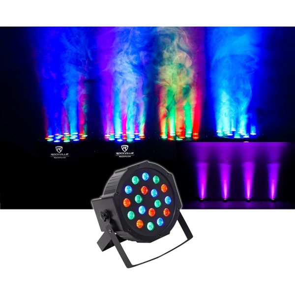 (10) Rockville RockPAR50 LED RGB Compact Par Can DJ Club DMX Wash Lights+Cables Discount