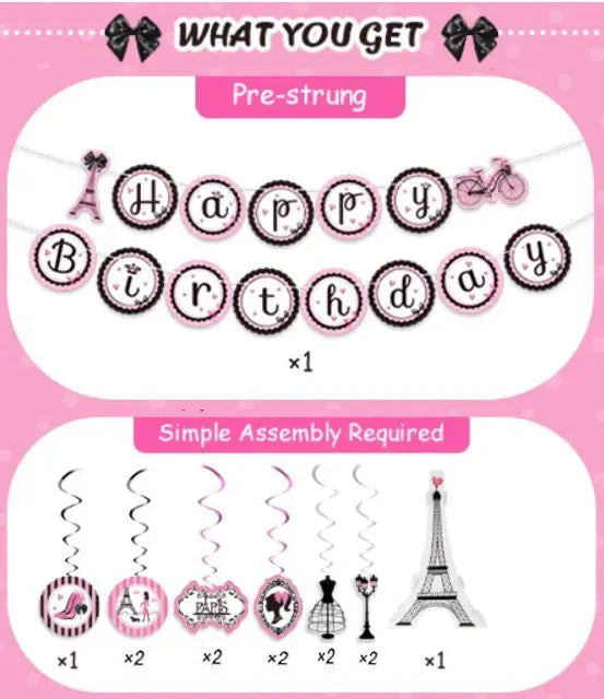 Paris Birthday Party Decorations Set Discount