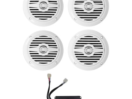 (4) Rockville MS40W White 4  200w Speakers+MB-Quart Amplifier For ATV UTV Cart For Cheap