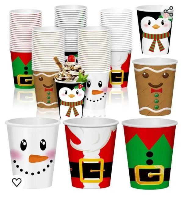 150pcs Paper Cups, Santa Claus Design Online Sale