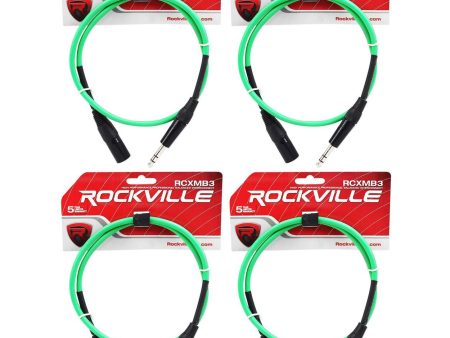 4 Rockville RCXMB3-G Green 3  Male REAN XLR to 1 4   TRS Balanced Cables Sale