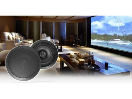 Pair Rockville HC655 Black 6.5  500 Watt In-Ceiling Home Theater Speakers 8-Ohm Online Hot Sale