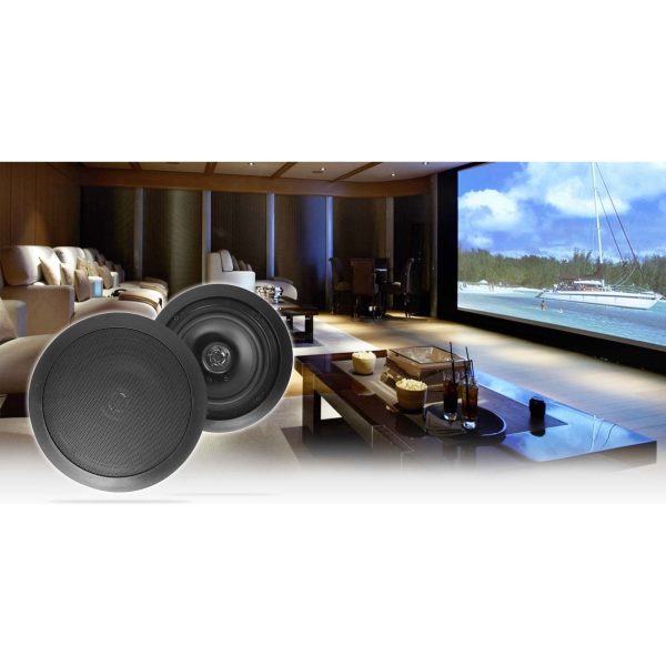 Pair Rockville HC655 Black 6.5  500 Watt In-Ceiling Home Theater Speakers 8-Ohm Online Hot Sale