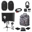 (2) JBL 104 Bluetooth Studio Monitors+Pads+Headphones+Mic+Stand+Shield+Backpack Online Hot Sale