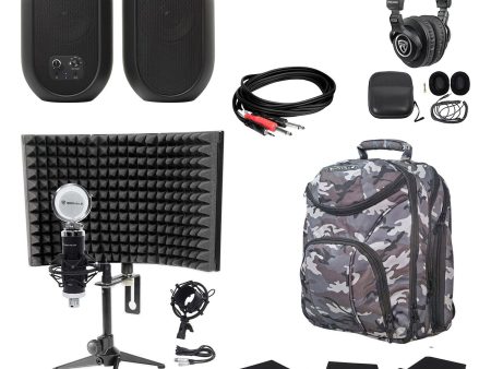 (2) JBL 104 Bluetooth Studio Monitors+Pads+Headphones+Mic+Stand+Shield+Backpack Online Hot Sale