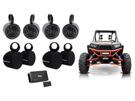 (4) Polk Audio 5.25  Tower Speakers+Covers+Bluetooth Amp 4 JEEP ATV UTV RZR CART on Sale