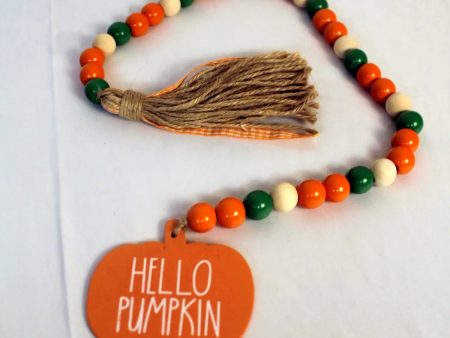 Wooden Bead Autumn Fall Pumpkin Garland with Tassel Online