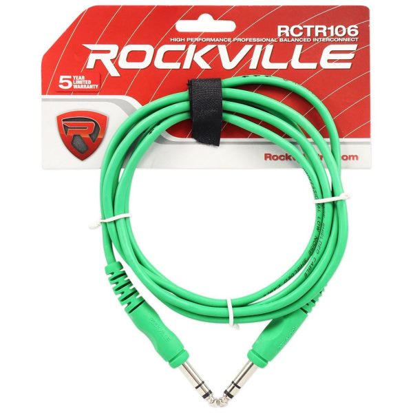 24 Rockville RCTR106G Green 6  1 4   TRS to 1 4   TRS  Cable 100% Copper Online now