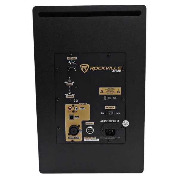 2) Rockville APM8B 8  Active Studio Monitors+Stands+Mic+Headphones+Iso Shield Discount