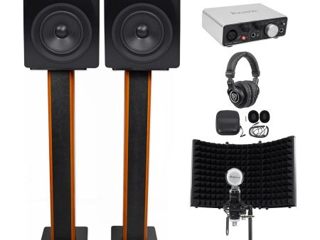 Focusrite Package: Interface+Studio Monitors+Recording Mic+Headphones+36  Stands Cheap