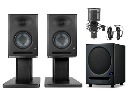 Pair Presonus Eris E5 XT 5.25  Studio Monitors+Stands+8  Subwoofer+Microphone Discount