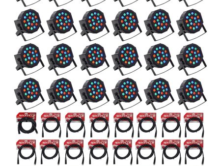 (24) Rockville RockPAR50 LED RGB Compact Par Can DJ Club DMX Wash Lights+Cables on Sale