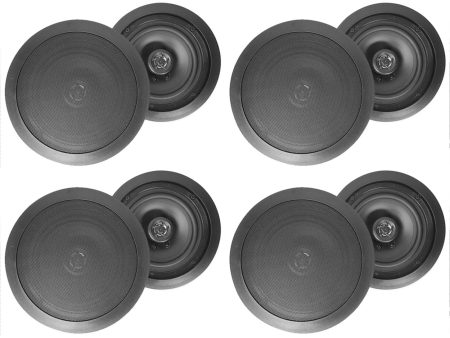 (8) Rockville HC85 8  Inch 700 Watt Black In-Ceiling Home Theater Speakers 8 Ohm For Sale