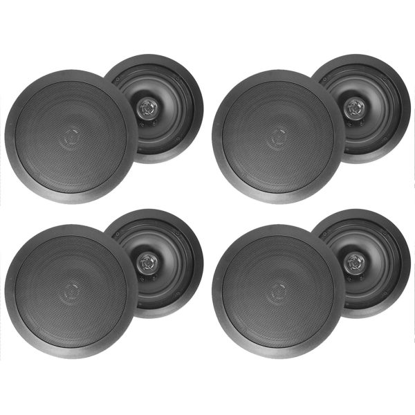 (8) Rockville HC85 8  Inch 700 Watt Black In-Ceiling Home Theater Speakers 8 Ohm For Sale