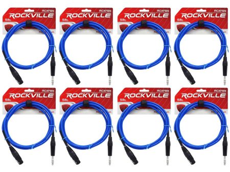 8 Rockville RCXFB6Bl Blue 6  Female REAN XLR to 1 4   TRS Balanced Cables OFC Sale