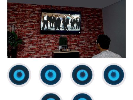 6) Rockville HC65B-LED 6.5  500 Watt In-Ceiling Home Theater Speakers w Blue LED Supply