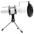 (4) Rockville Dynamic Podcasting Podcast Microphones+Stands+Pop Filters+Cables For Discount