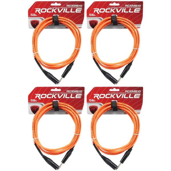 4 Rockville RCXMB10-O Orange 10  Male REAN XLR to 1 4   TRS Balanced Cables Sale