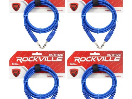 4 Rockville RCTR106BL Blue 6  1 4   TRS to 1 4   TRS Cable 100% Copper For Sale