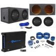 2) Polk Audio MM 1242 SVC 12  2520w Subwoofers Bundle with Sealed Box, Mono Amplifier & Amp Kit Hot on Sale