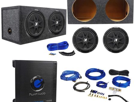 (2) Kicker 43C124 12  Subwoofers+Sealed Sub Box Enclosure+Mono Amplifier+Amp Kit Online Sale