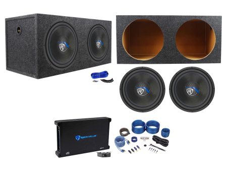 2) Rockville K5 W15K5S4 15  2000w Subwoofers+Sealed Sub Box+Mono Amplifier+Wires Online Hot Sale