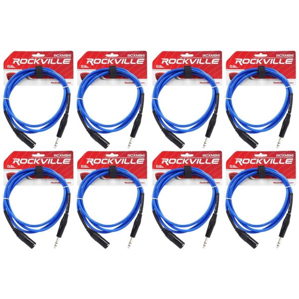 8 Rockville RCXMB6-BL Blue 6  Male REAN XLR to 1 4   TRS Balanced Cables Online