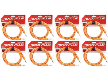 8 Rockville RCTR110O Orange 10  1 4   TRS to 1 4   TRS  Cable 100% Copper For Sale