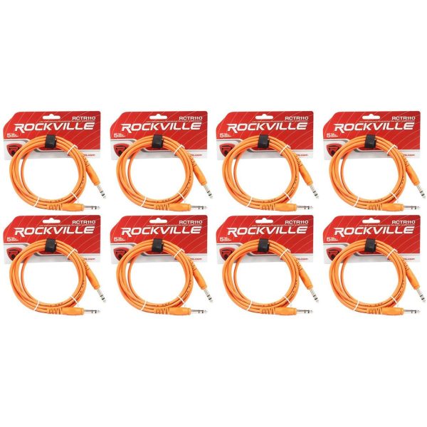 8 Rockville RCTR110O Orange 10  1 4   TRS to 1 4   TRS  Cable 100% Copper For Sale