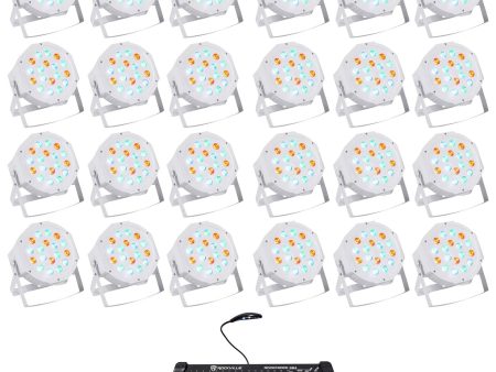 24 Rockville RockPAR50 WHT RGB Par Can DJ Club Wash Lights+384 Ch DMX Controller For Discount