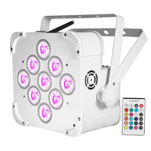 12 Rockville BEST PAR 60 White Rechargeable Wash Up-Lights Wireless DMX+RGBWA+UV Online Sale