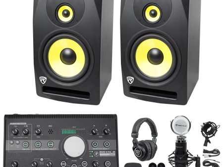 (2) Rockville DPM10B 10  Active Studio Monitors+Mackie Controller+Headphones+Mic Supply