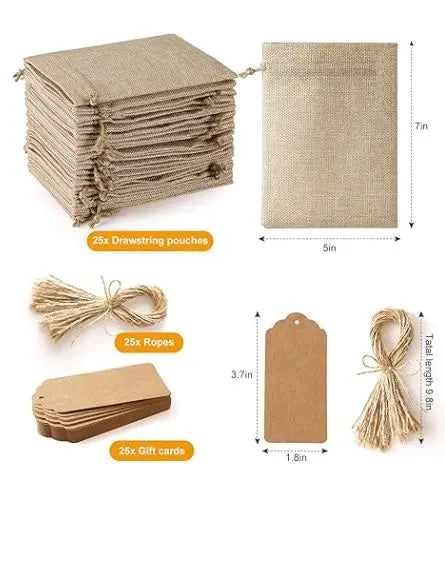 25 Set Burlap Drawstring Sachet Bags Online Sale