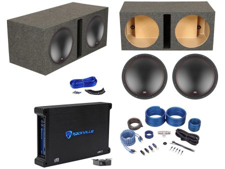 (2) MTX 5515-22 15  1600w Car Subwoofers+Vented Sub Box+Mono Amplifier+Amp Kit Online Hot Sale