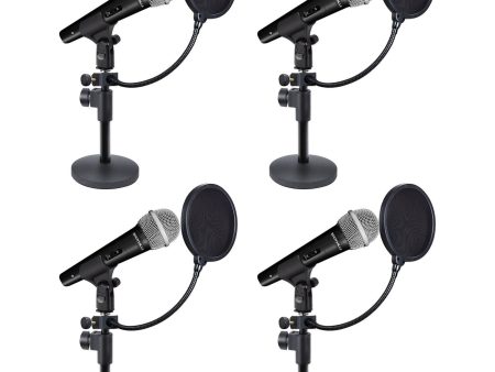 4) Rockville Microphones+Desktop Stands+Pop Filters 4 Recording, Studio, Podcast Cheap