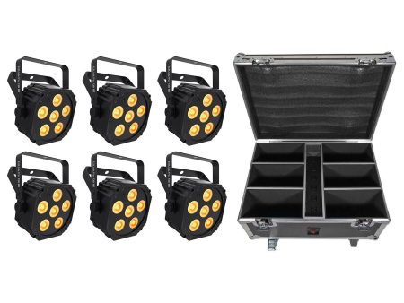 6 Chauvet DJ Ezlink Par Q6 BT Wireless Battery Powered Wash Lights+Charging Case For Cheap