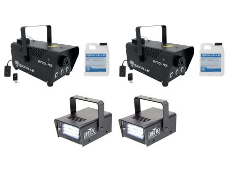 (2) Rockville R720L LED Fog Smoke Machine+(2) MINI STROBE LED (replaces CH-730) Cheap