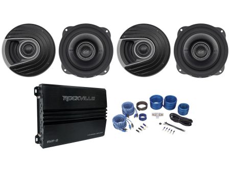 (4) Polk Audio MM522 5.25” 600w Car Audio Speakers+4-Channel Amplifier+Amp Kit Cheap