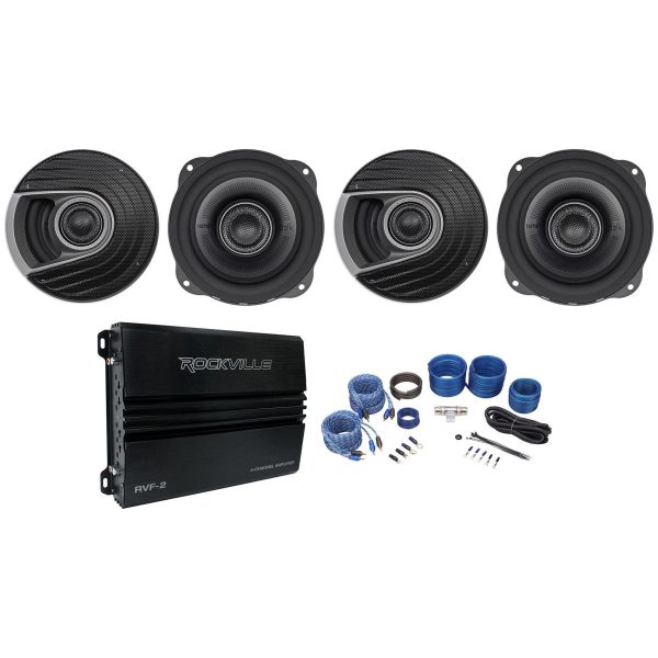 (4) Polk Audio MM522 5.25” 600w Car Audio Speakers+4-Channel Amplifier+Amp Kit Cheap