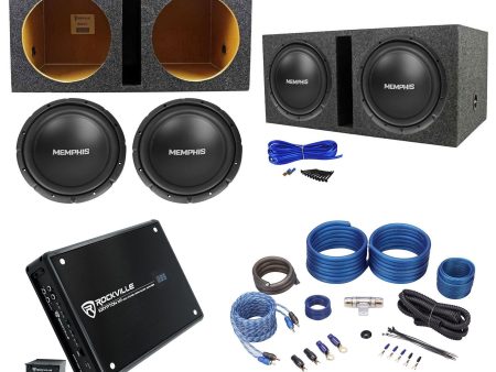 (2) Memphis Audio SRX1244 12  500w SRX Subwoofers+Vented Box+Amplifier+Amp Kit For Cheap