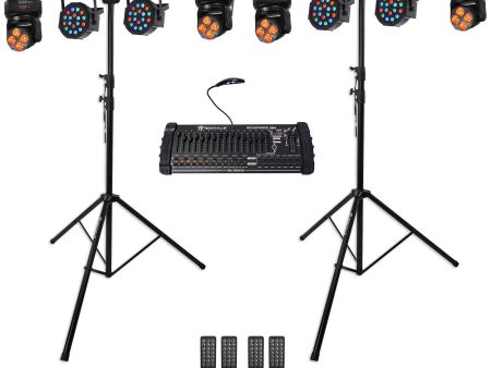 2) Rockville Tripod Stands+4) Moving Heads+4) Wash Par Can Lights+DMX Controller Cheap