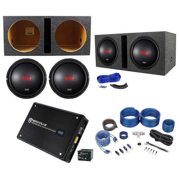 (2) Boss Audio CXX124DVC 12  2400w Subwoofers+Vented Box+Mono Amplifier+Amp Kit Online Sale