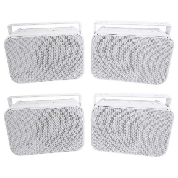 4) Rockville HP65S 6.5  Outdoor Indoor Home Theater Patio Speakers+Swivel Mounts For Discount