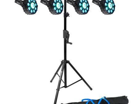 (4) Chauvet DJ FX Par 9 DMX Multi-Effect LED, SMD RGB+UV Lights+Crank Up Stand Discount